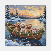 Cockapoo Christmas Boat Holiday Magnet (Vorne)