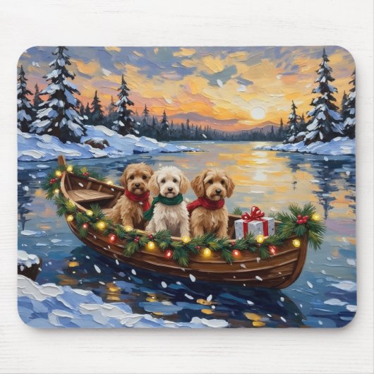 Cockapoo Christmas Boat Holiday Mousepad (Vorne)