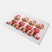 Cockapoo Christmas Dress Santa Hat Fußmatte (Schrägansicht)