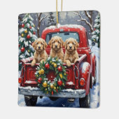 Cockapoo Christmas Red Truck Holiday Keramikornament (Links)