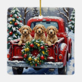 Cockapoo Christmas Red Truck Holiday Keramikornament (Rückseite)
