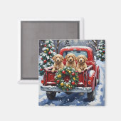 Cockapoo Christmas Red Truck Holiday Magnet (Vorderseite/Rückseite)