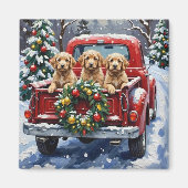 Cockapoo Christmas Red Truck Holiday Magnet (Vorne)