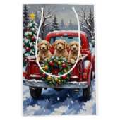 Cockapoo Christmas Red Truck Holiday Mittlere Geschenktüte (Vorderseite)