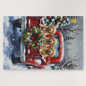 Cockapoo Christmas Red Truck Holiday Puzzle (Horizontal)