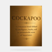 Cockapoo Definition Geschenktafel – Lustiger Hunde Acrylschild (Vorderseite)