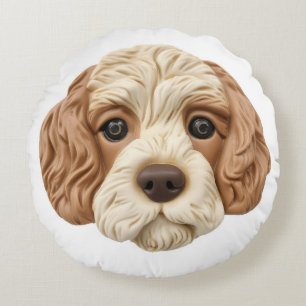 Cockapoo Dog 3D Inspiriert Rundes Kissen