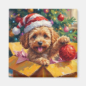Cockapoo Dog Christmas Gift Box Surprise Magnet (Vorne)