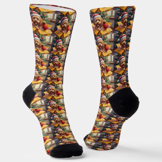 Cockapoo Dog Christmas Gift Box Surprise Socken (Gewinkelt)