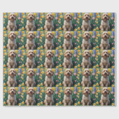 Cockapoo Dog Frühlingsblumen Malerei Geschenkpapier (Flach)