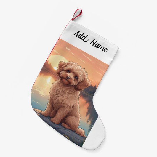 Cockapoo Dog Kleiner Weihnachtsstrumpf (Vorderansicht (hängend))