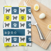 Cockapoo Dog & Paw Gelb & Blau Grid Geschirrtuch (Viertel Falte)