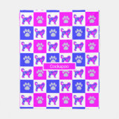Cockapoo Dog & Paw Hot Pink und Blue Fleecedecke (Vorderseite)