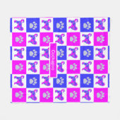 Cockapoo Dog & Paw Hot Pink und Blue Fleecedecke (Vorderseite (Horizontal))