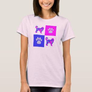 Cockapoo Dog & Paw Pink und Blau T-Shirt