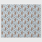 Cockapoo Dog Paw Print Pattern auf Silver Blue Geschenkpapier (Flach)