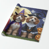 Cockapoo Dog Pumpkin Halloween Funny Geschenkpapier (Ungerollt)