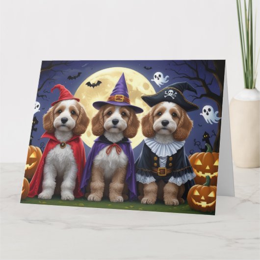Cockapoo Dog Pumpkin Halloween Funny Karte (Vorderseite)