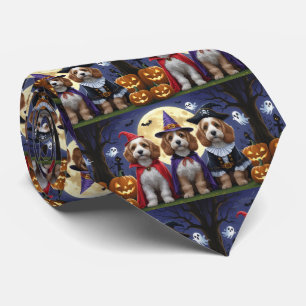 Cockapoo Dog Pumpkin Halloween Funny Krawatte