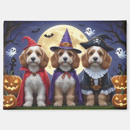 Cockapoo Dog Pumpkin Halloween Funny Magnet (Vorderseite)