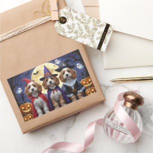 Cockapoo Dog Pumpkin Halloween Funny Rechteckiger Aufkleber