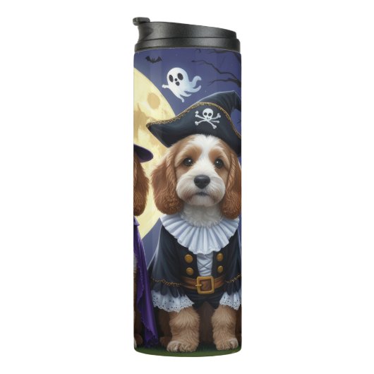 Cockapoo Dog Pumpkin Halloween Funny Thermosbecher (Nach rechts gedreht)