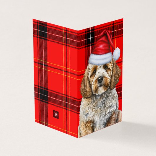 Cockapoo Dog Red Black Kariert Weihnachtsfeiertag (Vorderseite)