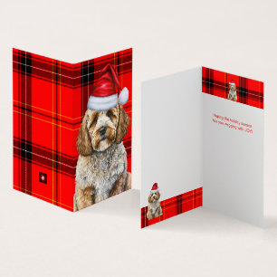 Cockapoo Dog Red Black Kariert Weihnachtsfeiertag