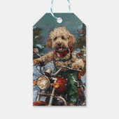 Cockapoo Dog Reiten Motorrad Weihnachten Geschenkanhänger (Vorderseite)