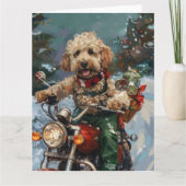 Cockapoo Dog Reiten Motorrad Weihnachten Karte (Vorderseite)