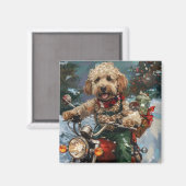 Cockapoo Dog Reiten Motorrad Weihnachten Magnet (Vorderseite/Rückseite)