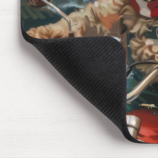 Cockapoo Dog Reiten Motorrad Weihnachten Mousepad (Ecke)