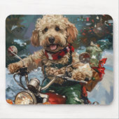 Cockapoo Dog Reiten Motorrad Weihnachten Mousepad (Vorne)