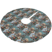 Cockapoo Dog Reiten Motorrad Weihnachten Polyester Weihnachtsbaumdecke (Schrägansicht)