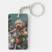 Cockapoo Dog Reiten Motorrad Weihnachten Schlüsselanhänger (Rückseite)