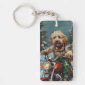 Cockapoo Dog Reiten Motorrad Weihnachten Schlüsselanhänger (Vorderseite)
