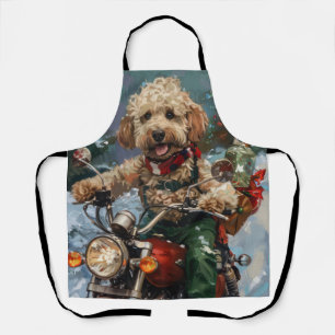 Cockapoo Dog Reiten Motorrad Weihnachten Schürze