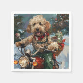 Cockapoo Dog Reiten Motorrad Weihnachten Serviette (Vorderseite)