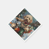 Cockapoo Dog Reiten Motorrad Weihnachten Serviette (Ecke)