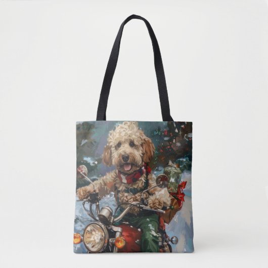 Cockapoo Dog Reiten Motorrad Weihnachten Tasche (Vorderseite)