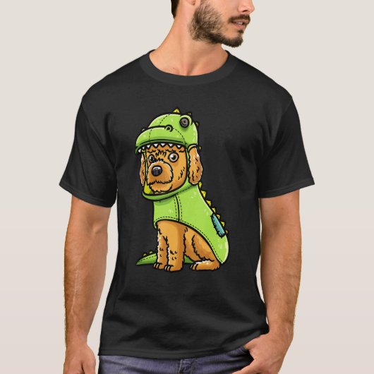 Cockapoo Dog Spoodle In Dinosaur Costume T-Shirt (Vorderseite)