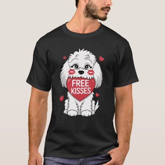 Cockapoo Dog Valentinstag Freie Kisses T-Shirt (Vorderseite)