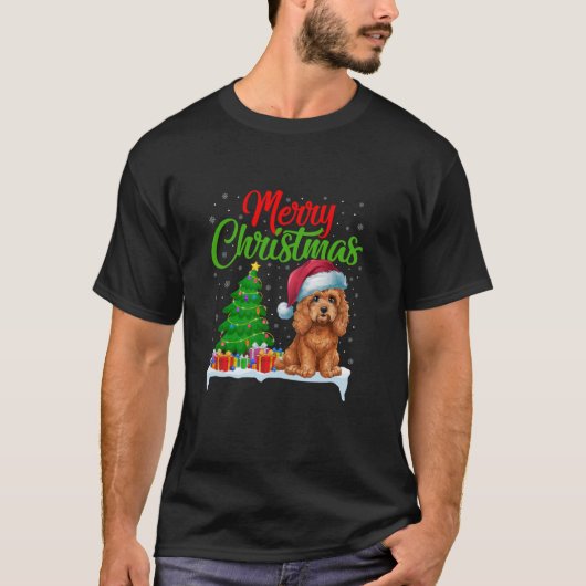 Cockapoo Dog Weihnachtsbaum Lichter Weihnachten Co T-Shirt (Vorderseite)