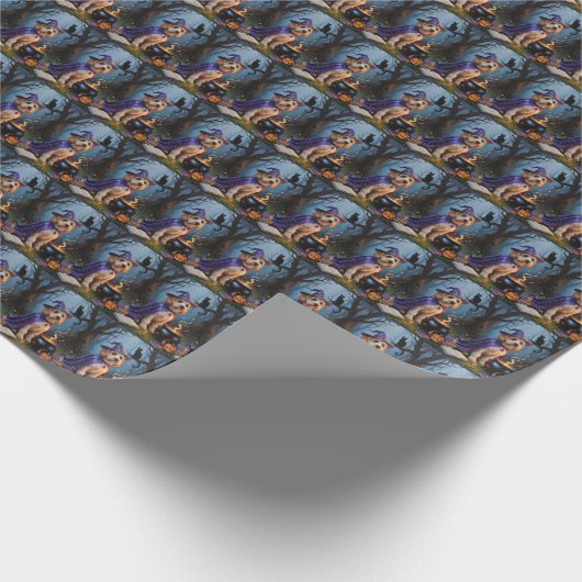 Cockapoo Dog Whimsical Halloween Malerei Geschenkpapier (Ecke)
