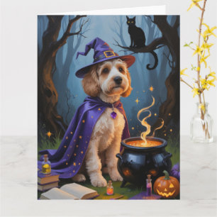 Cockapoo Dog Whimsical Halloween Malerei Karte