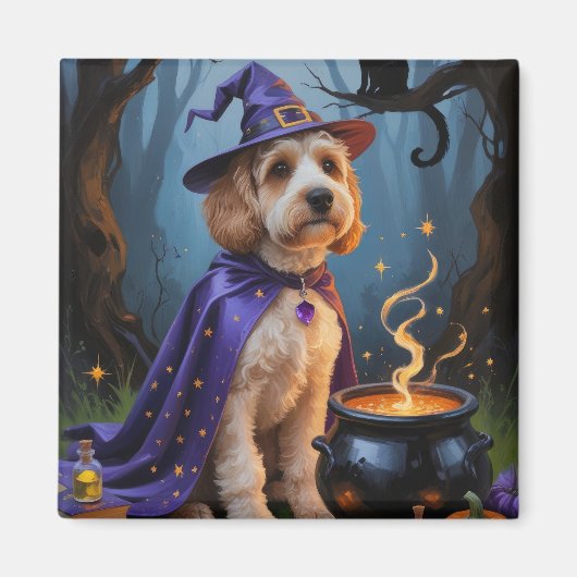 Cockapoo Dog Whimsical Halloween Malerei Magnet (Vorne)