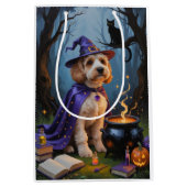 Cockapoo Dog Whimsical Halloween Malerei Mittlere Geschenktüte (Vorderseite)