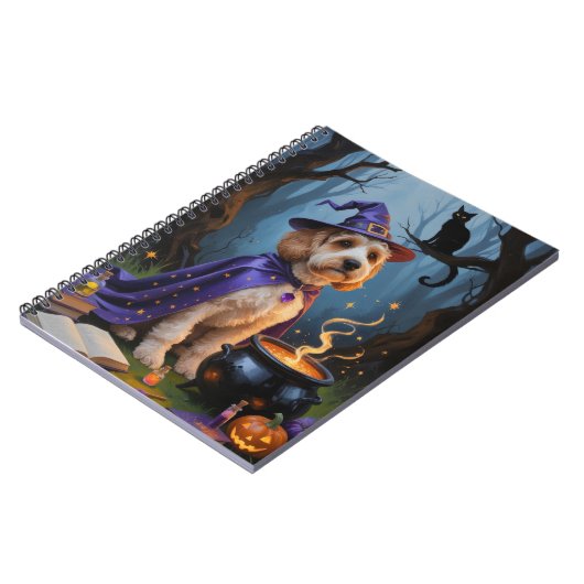 Cockapoo Dog Whimsical Halloween Malerei Notizblock (Linke Seite)