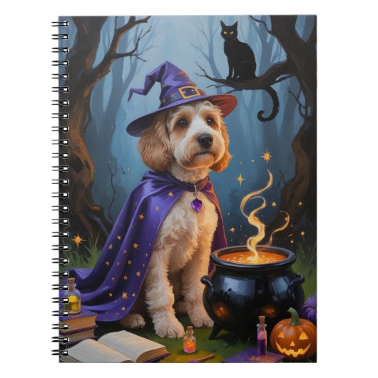 Cockapoo Dog Whimsical Halloween Malerei Notizblock (Vorderseite)