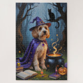 Cockapoo Dog Whimsical Halloween Malerei Puzzle (Vertikal)